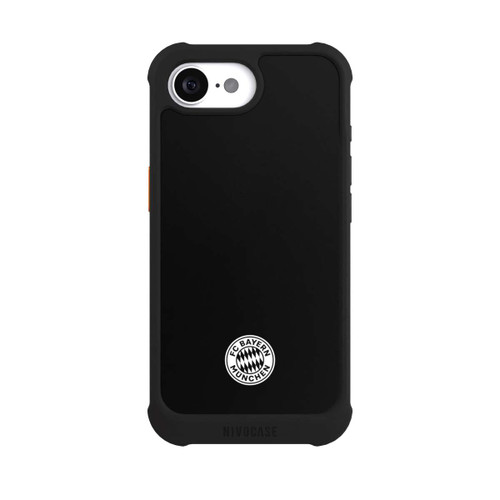 Apple iPhone 16e NIVOmax Logo FCB Classique Petit - Blanc sur Fond Noir