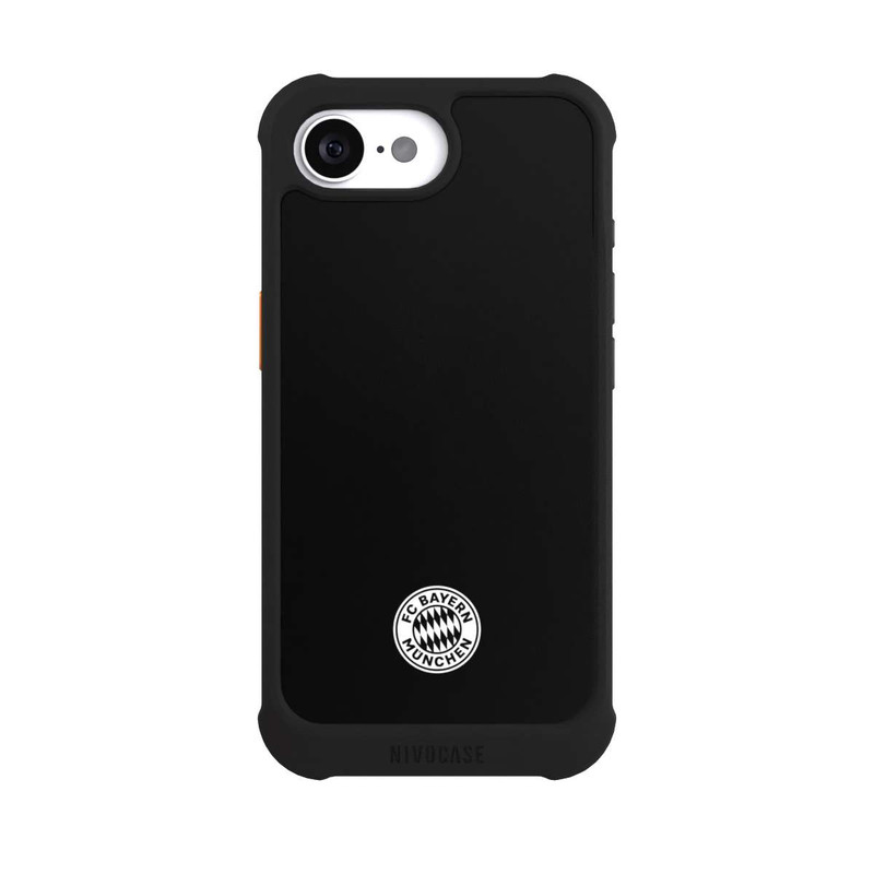 iPhone 16e NIVOmax Logo FCB Classique Petit - Blanc sur Fond Noir