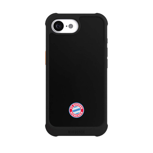 Apple iPhone 16e NIVOmax Klassisches FCB Logo Klein - Bunt auf Schwarz