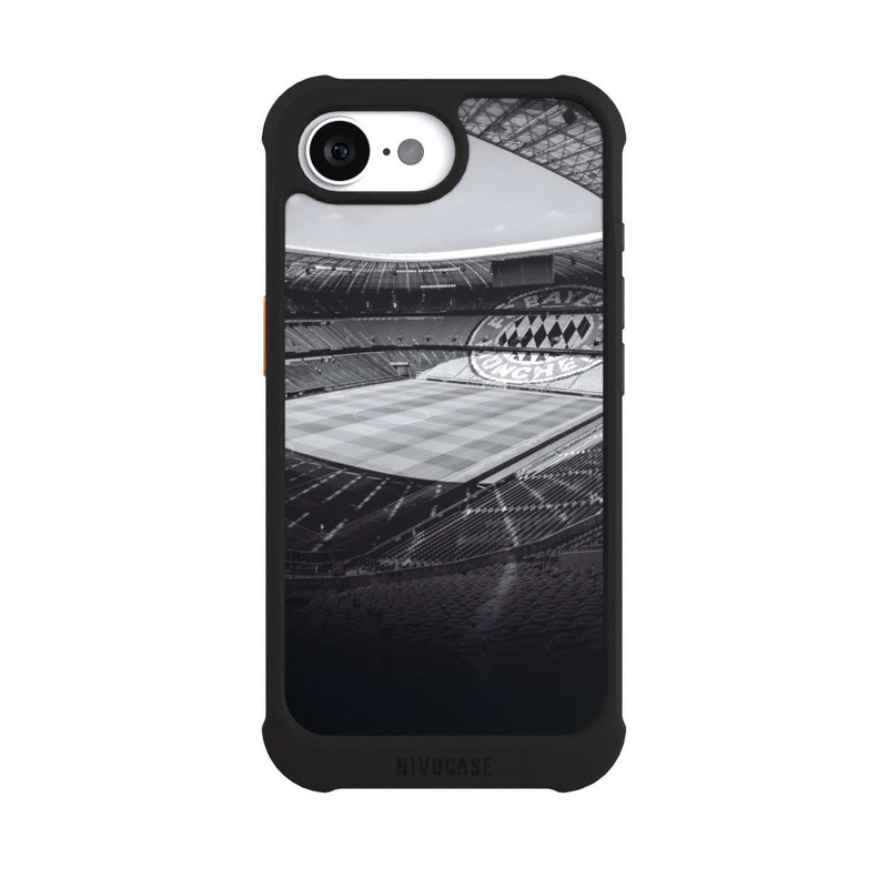 iPhone 16e NIVOmax Stade FC Bayern - Noir Blanc