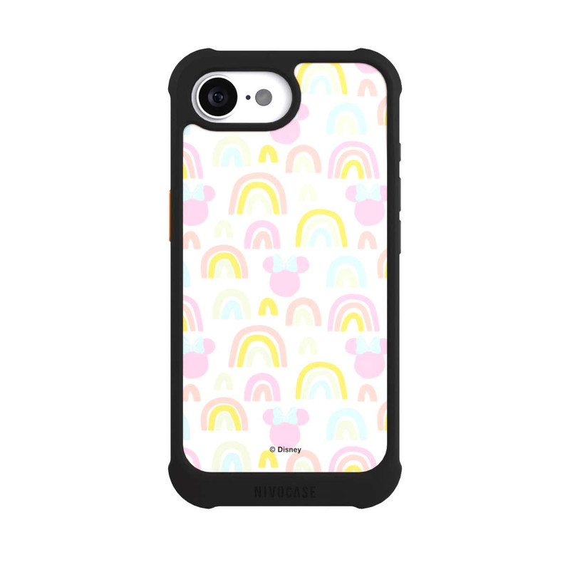 iPhone 16e NIVOmax Minnie Motif arc-en-ciel