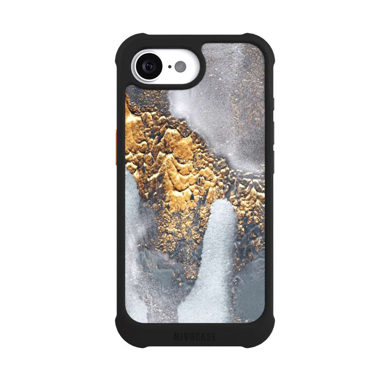 iPhone 16e NIVOmax Beton-Gold-Glitzerlook