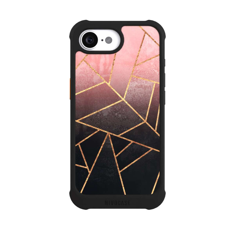 iPhone 16e NIVOmax Pinker und Schwarzer Stein Gold Druck