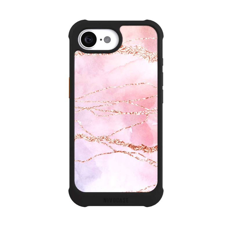 iPhone 16e NIVOmax Marmor Girly Rose Look Pailleté