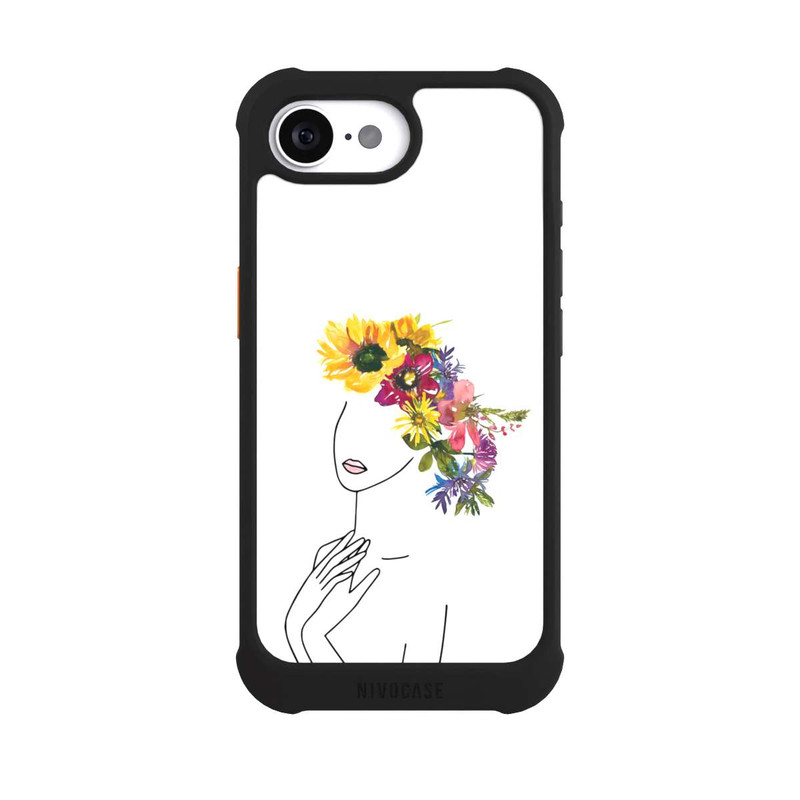 iPhone 16e NIVOmax Line Art Frau mit Blumenkrone