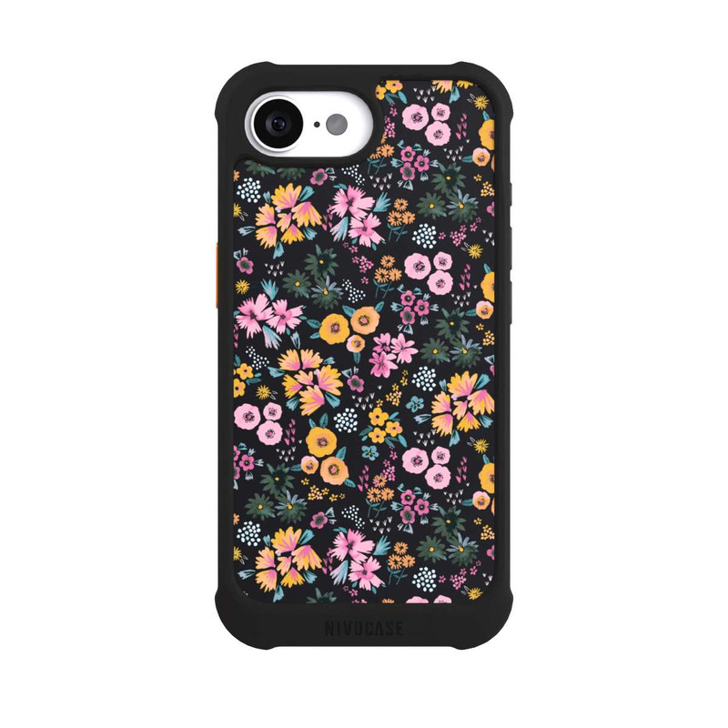 iPhone 16e NIVOmax Kleine bunte Blumen Schwarz 2