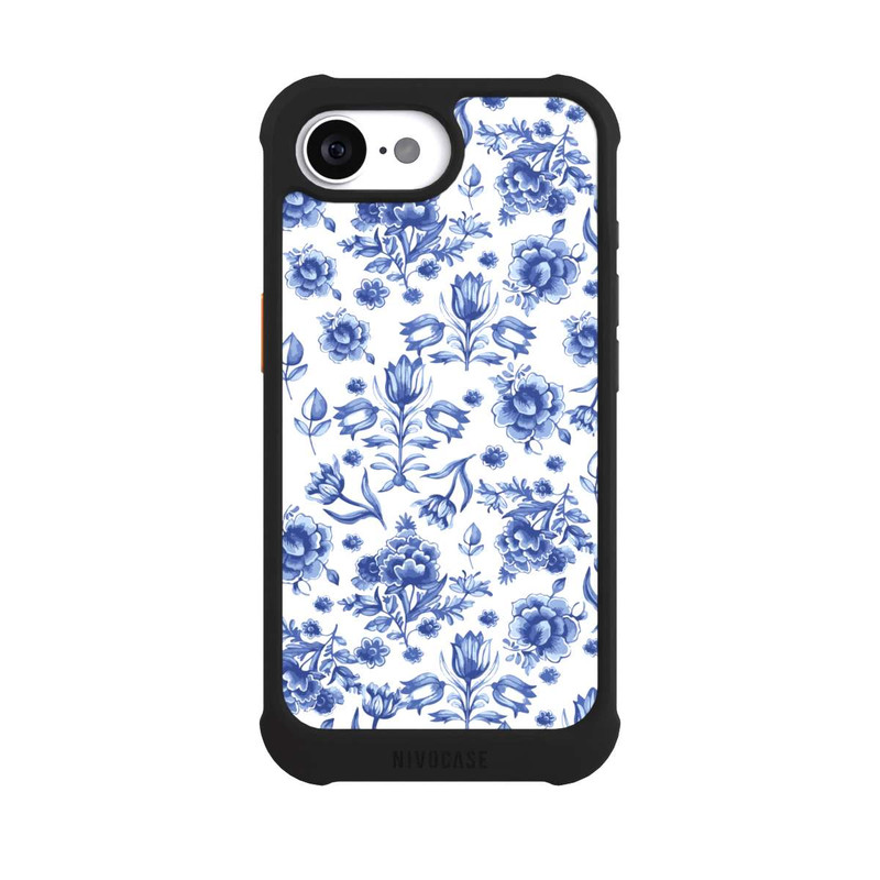 iPhone 16e NIVOmax Blaues Blumenmuster