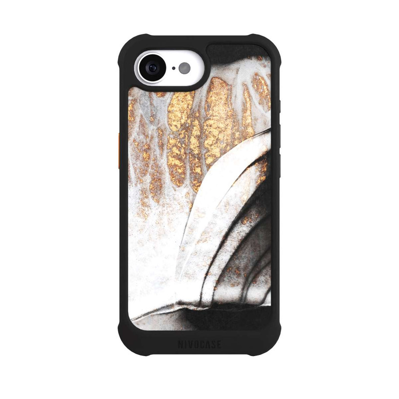 iPhone 16e NIVOmax Schwarze und goldene Adern