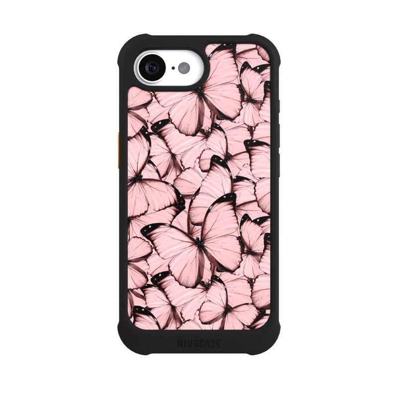iPhone 16e NIVOmax Rosa Schmetterling-Muster