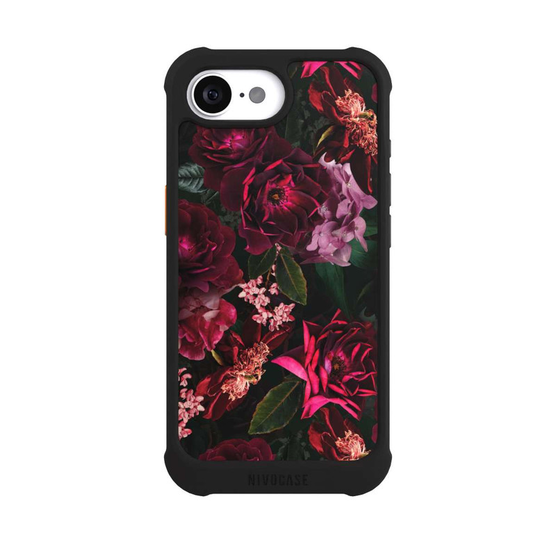 iPhone 16e NIVOmax Fleurs rouge foncé et roses