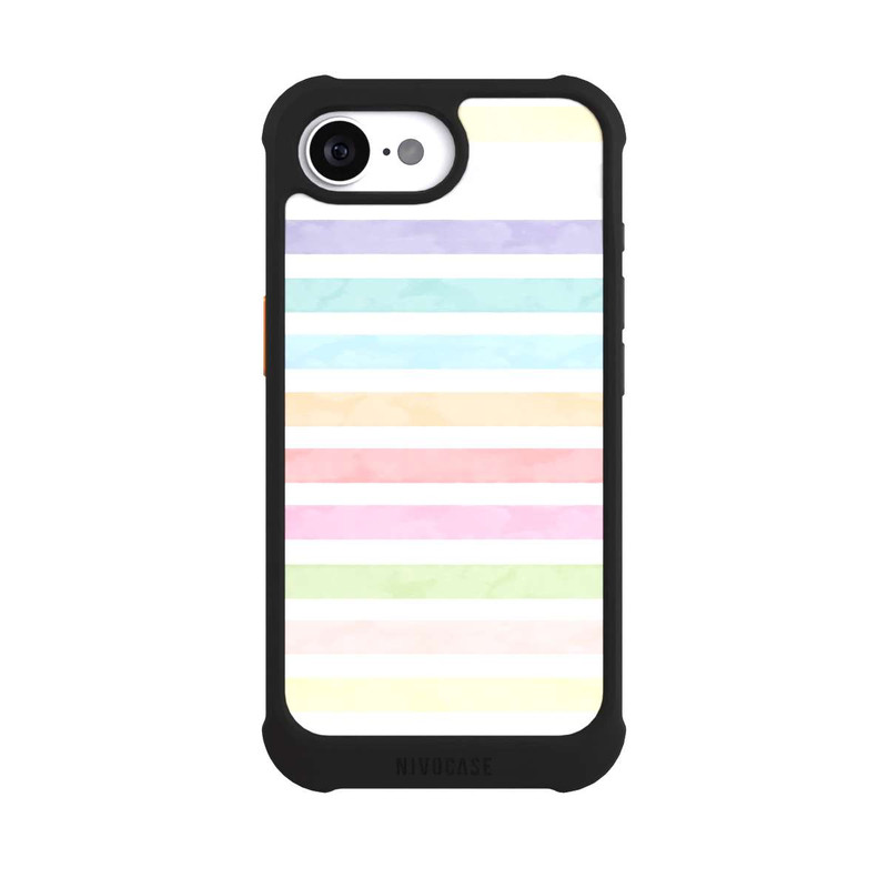 iPhone 16e NIVOmax Rayures colorées arc-en-ciel