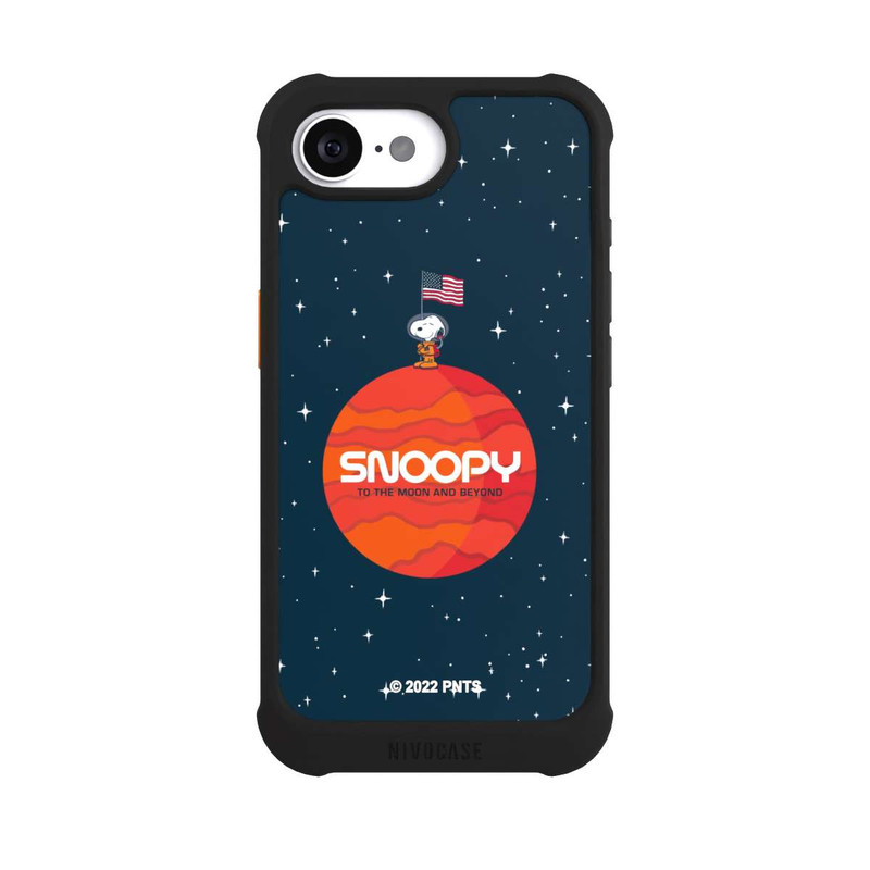 iPhone 16e NIVOmax Snoopy Voyageur de l'espace Orange
