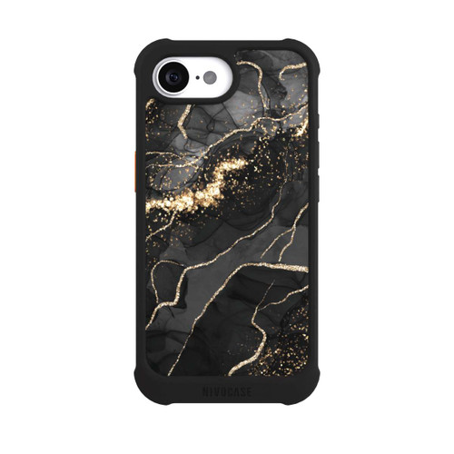 Apple iPhone 16e NIVOmax Look Spirales de Marbre Sombre &amp; Or