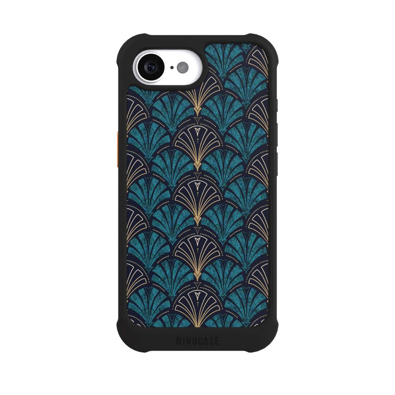 iPhone 16e NIVOmax Art Deco Teal Gold Seamless