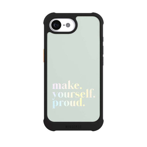 Apple iPhone 16e NIVOmax Make Yourself Proud Zitat-Minze und Farbverlauf