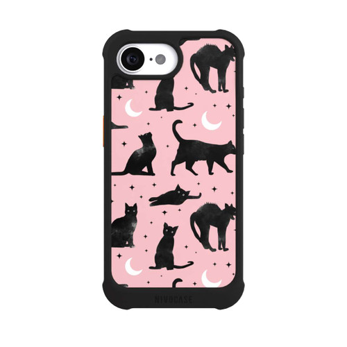 Apple iPhone 16e NIVOmax Katzen und Mond auf Rosa