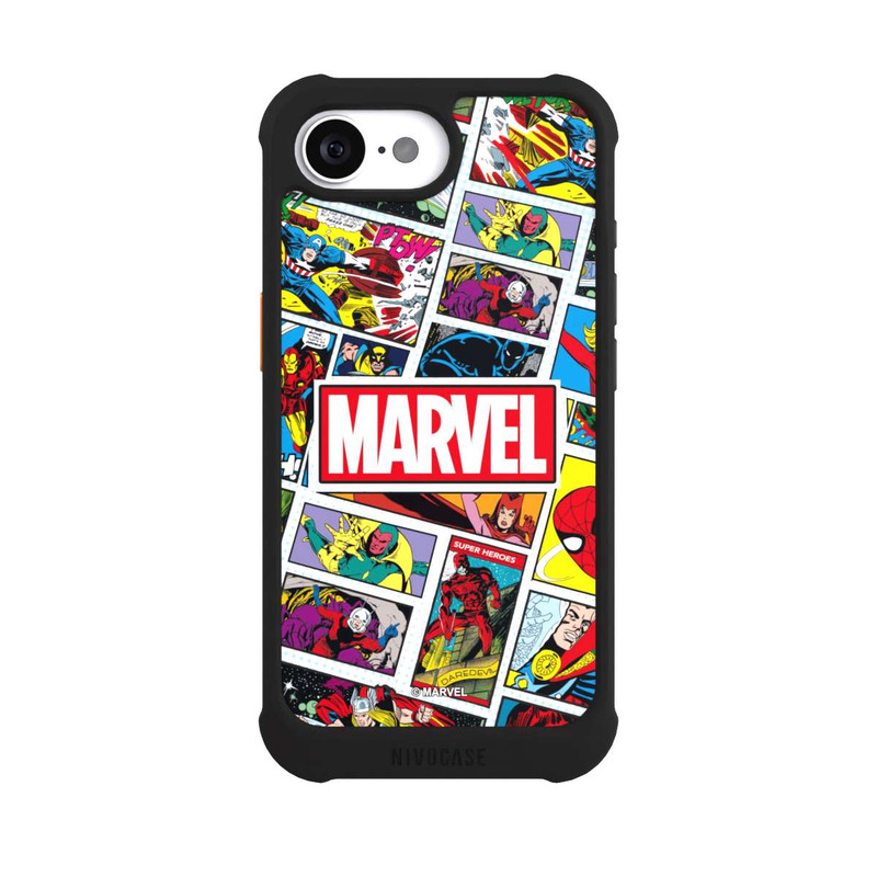 iPhone 16e NIVOmax Marvel Comic Pattern