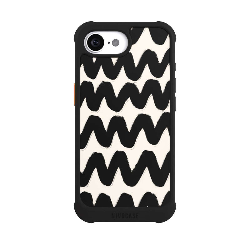 iPhone 16e NIVOmax Vagues Noires Pattern