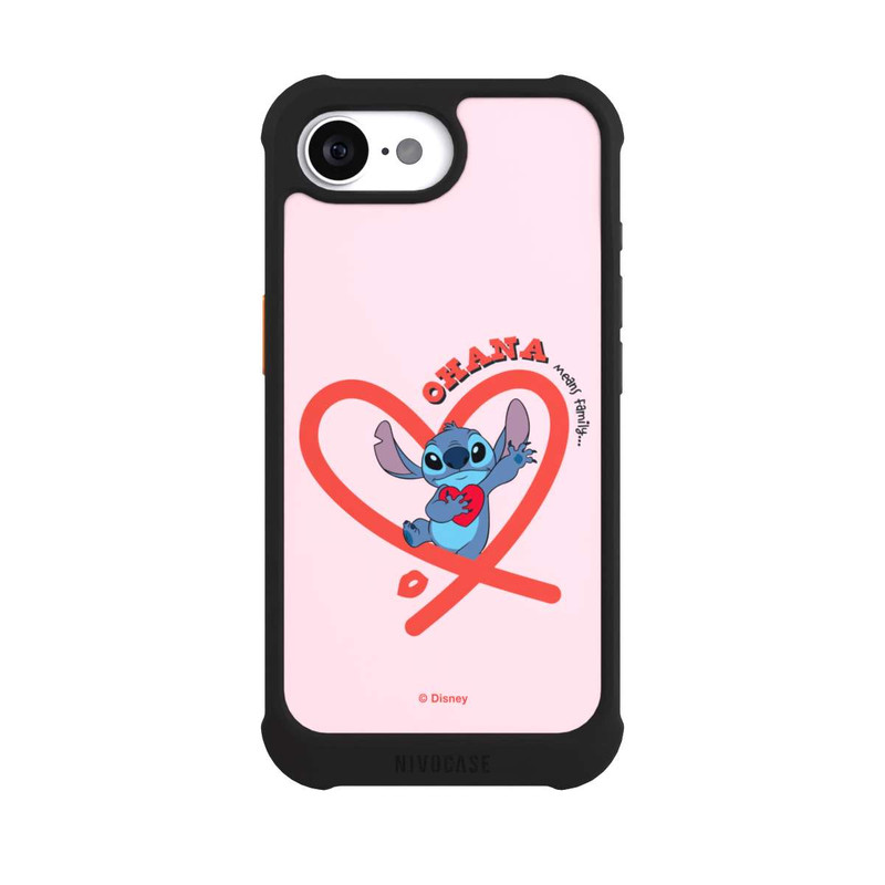iPhone 16e NIVOmax Stitch Ohana Cœur rose