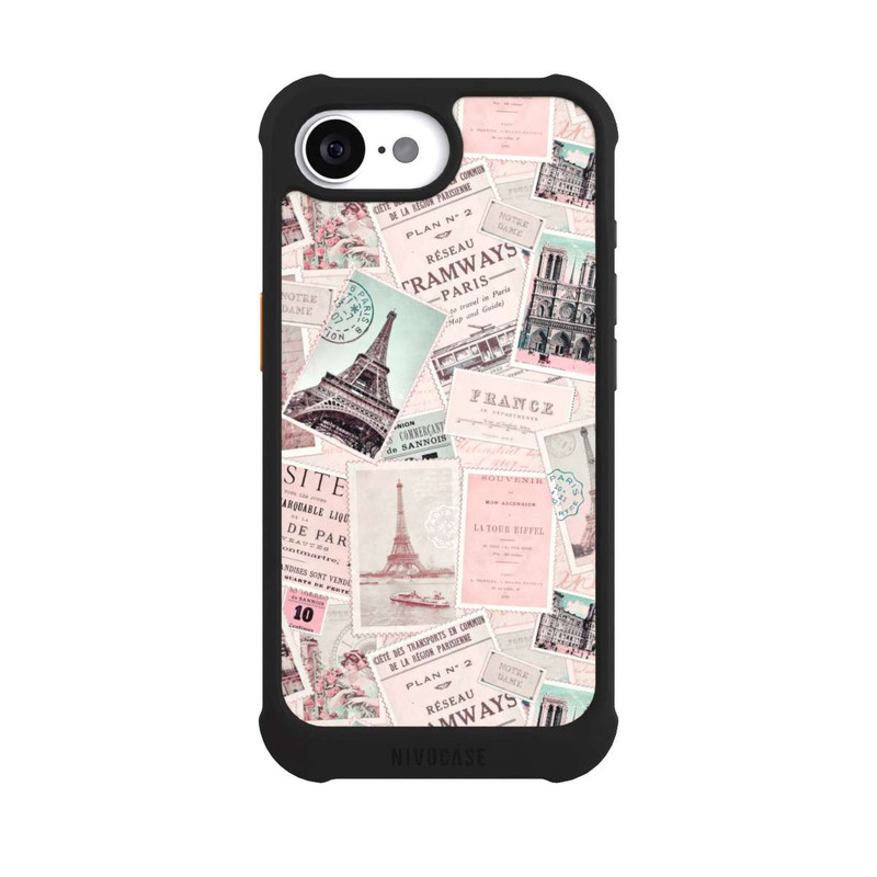 iPhone 16e NIVOmax Vintage Paris Postcards Pattern