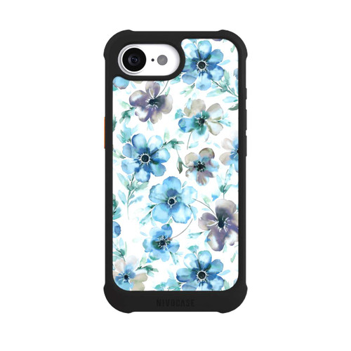 Apple iPhone 16e NIVOmax Blaues Blumenmuster Trendy