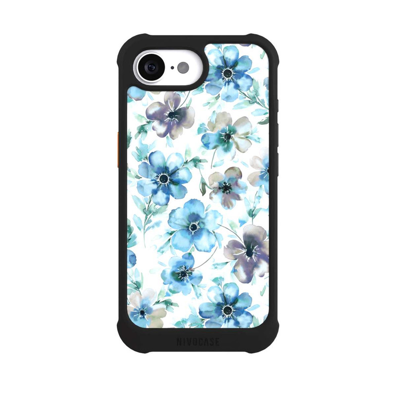 iPhone 16e NIVOmax Motif de fleurs bleues Tendance