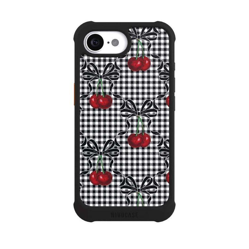 iPhone 16e NIVOmax Kirschen Muster Schwarz