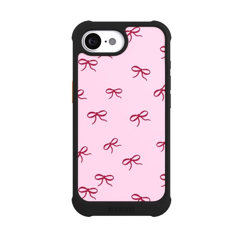 iPhone 16e NIVOmax Schleifen Muster Rot Pink