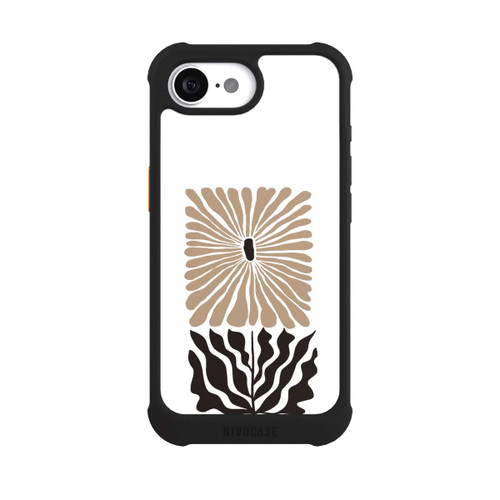 Apple iPhone 16e NIVOmax Eckige Blume Dunkelbraun