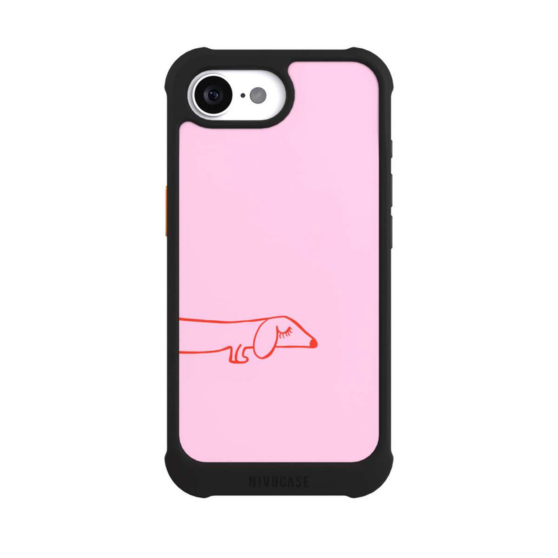 iPhone 16e NIVOmax Dachshund Illustration Pink