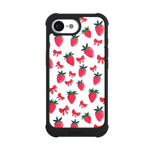 Apple iPhone 16e NIVOmax Erdbeer Herz Muster Schleifen Rot