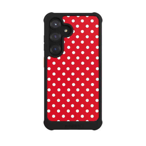 Samsung Galaxy S25 NIVOmax Polka Dots Dunkelrot und Weiß
