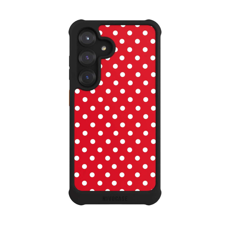 Galaxy S25 NIVOmax Confettis Blancs sur Fond Rouge
