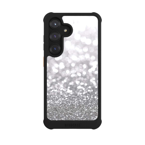 Samsung Galaxy S25 NIVOmax Pluie de Paillettes Argentées Look