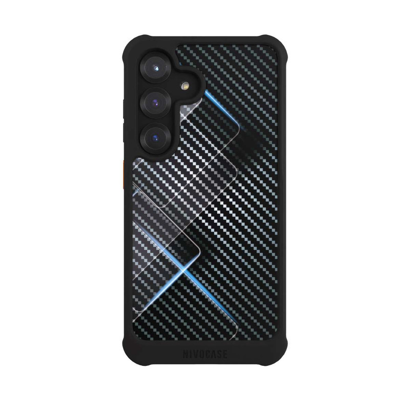 Galaxy S25 NIVOmax Blaue Linien auf Karbon