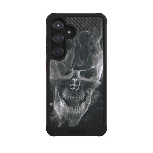 Samsung Galaxy S25 NIVOmax rauchender Totenkopf Carbon