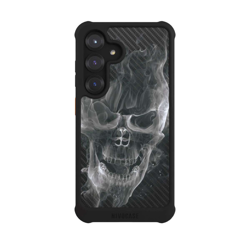 Galaxy S25 NIVOmax rauchender Totenkopf Carbon