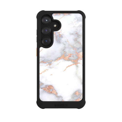 Samsung Galaxy S25 NIVOmax White and Golden Marble Look