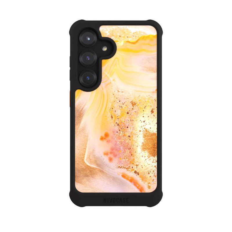 Galaxy S25 NIVOmax Orangefarbener Glitzer Marmorlook