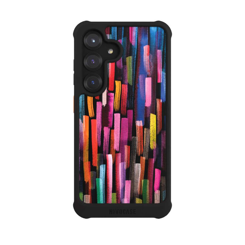 Galaxy S25 NIVOmax Bunte Pinselstriche schwarz