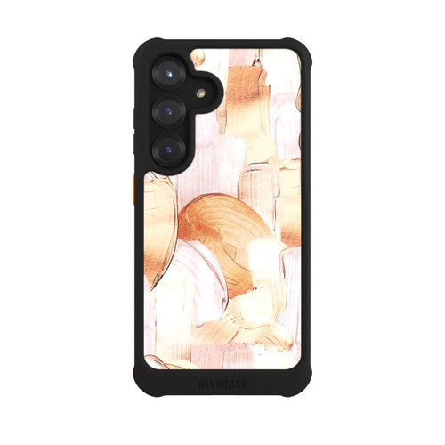 Samsung Galaxy S25 NIVOmax White/Gold Brush Pattern