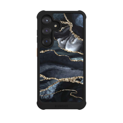 Samsung Galaxy S25 NIVOmax Dunkler Marmor Gold Glitzerlook