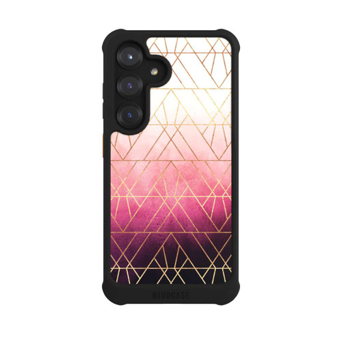 Samsung Galaxy S25 NIVOmax Triangles ombrés roses imprimé doré