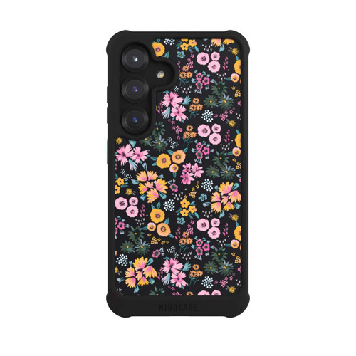 Samsung Galaxy S25 NIVOmax Kleine bunte Blumen Schwarz 2