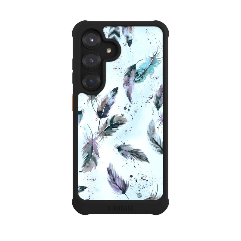 Galaxy S25 NIVOmax Magische Federn Sanftes Blau