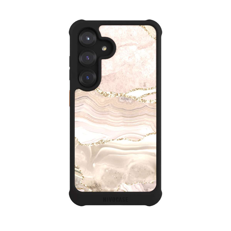 Galaxy S25 NIVOmax Rose Marble Dream Golden Stripes
