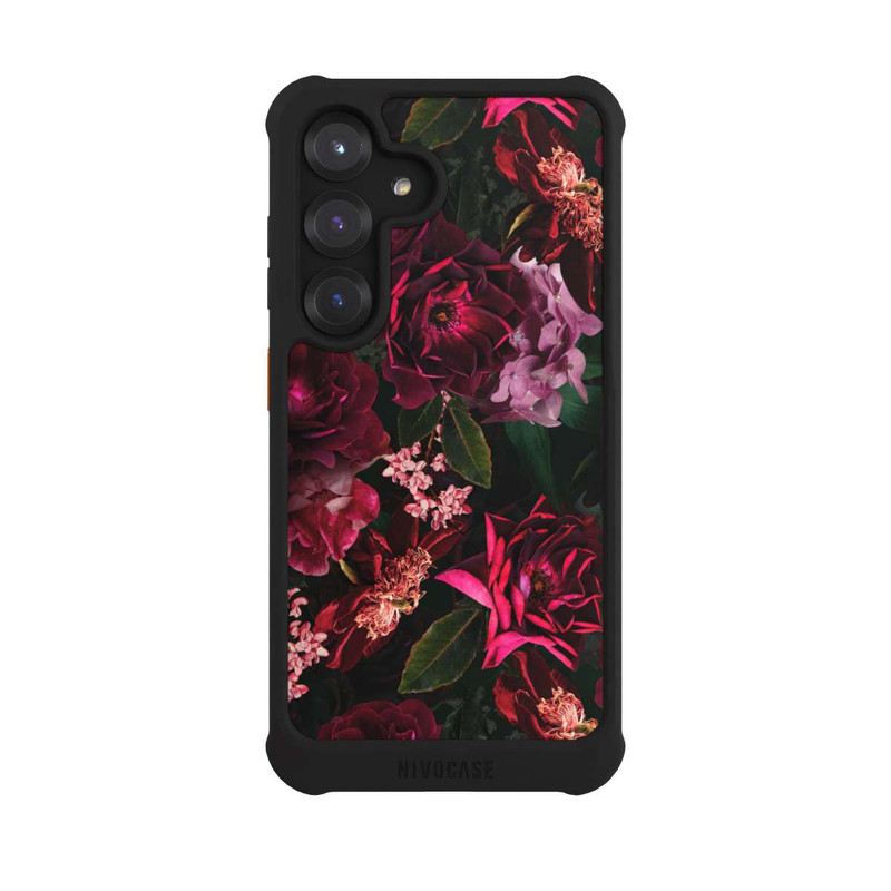 Galaxy S25 NIVOmax Dark Red and Pink Flowers
