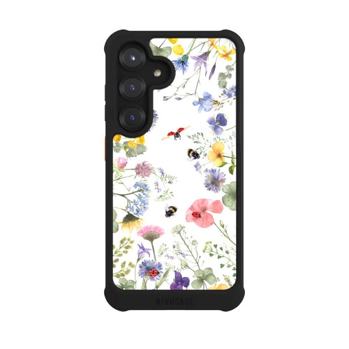Samsung Galaxy S25 NIVOmax Bunte Frühlingsblumen und Bienen