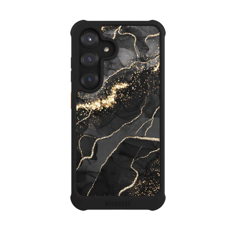 Galaxy S25 NIVOmax Dark Marble Swirls Gold Look