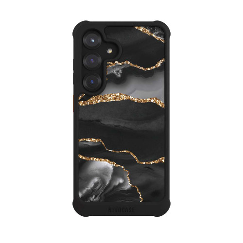 Samsung Galaxy S25 NIVOmax Dark Marble Stripes Gold Look